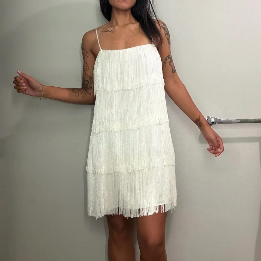 abercrombie fringe mini dress Abercrombie &amp; Fitch + Fringe Mini Dress